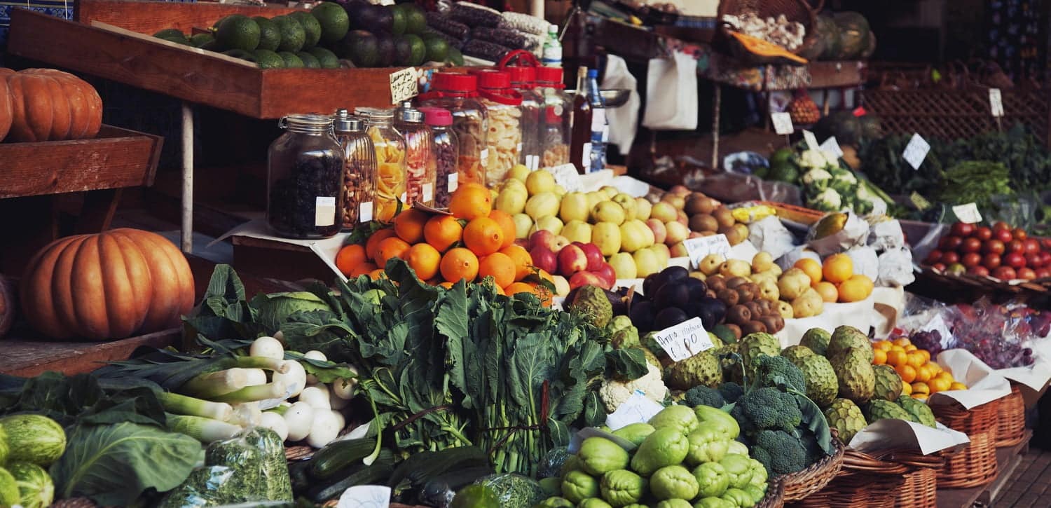 fruits and vegetables at the farmers market