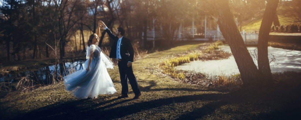 Couple on wedding day