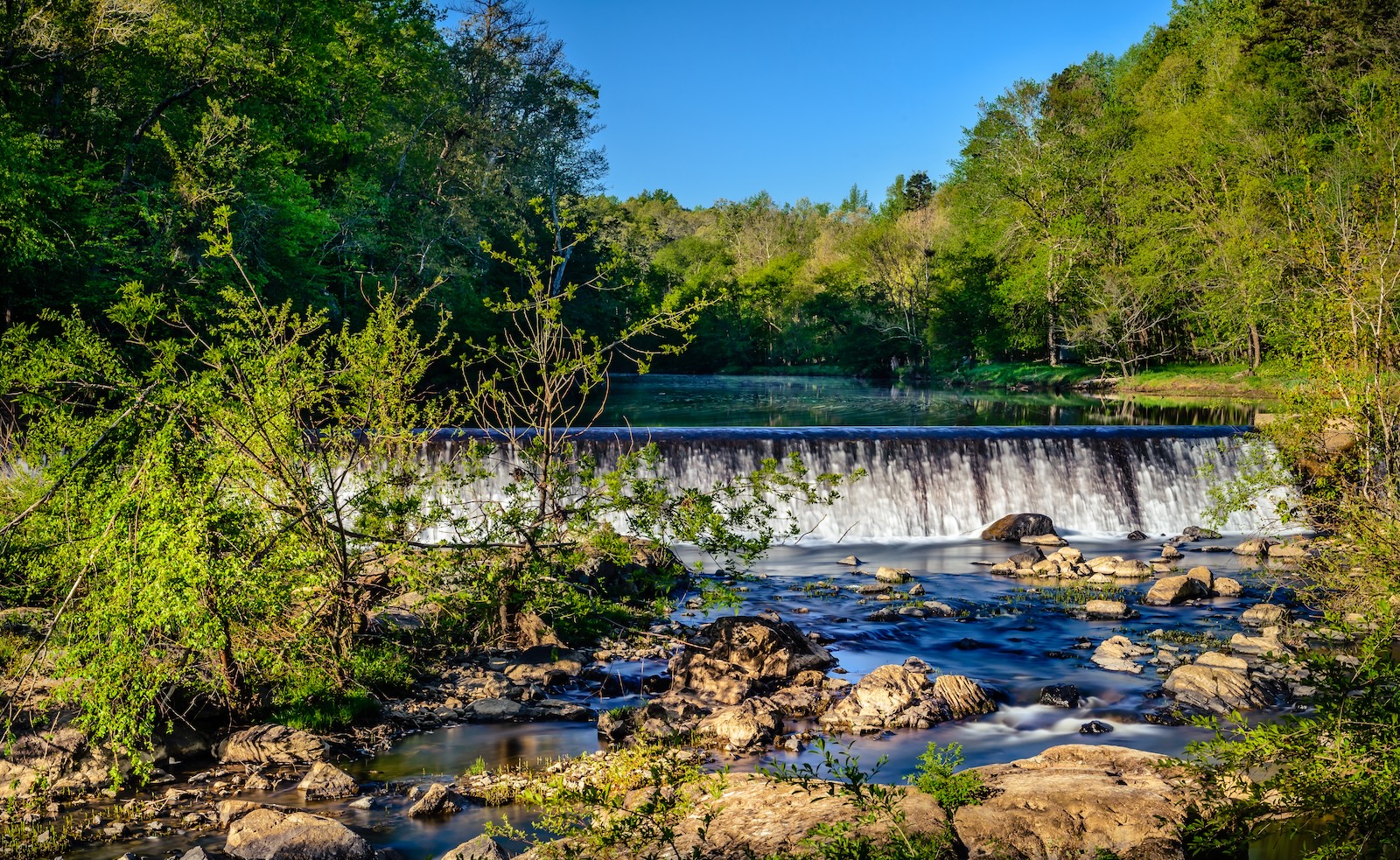 Waterfall at Eno River state Park, which is one of the top things to do in the North Carolina Triangle